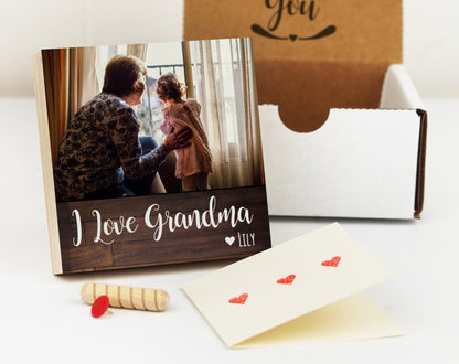 Mother's Day Gift for Grandma - 4" or 6" Personalized Photo Block - Grandma Gift - Personalized Mother's Day Gift Frame - Mothers Day Gift - Shiner Photo