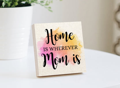 Home is where the Mom is - Mother's Day Gift - 4" or 6" Personalized Photo Block - New Mom Gift - New Family Photo Gift For Mom - Mommy Gift