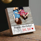 Personalized Happy Birthday Photo Block - 4" or 6" w/ Handwritten Birthday Card - Best Friend Birthday Gift - Friendship Gift