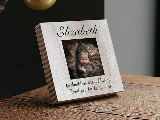 Personalized Godmother Gift - 4" or 6" Photo Block - Godmother Printed Frame - Grandparent Gift - Godfather Gift