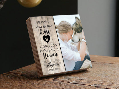 Pet Sympathy Memorial Photo Block with Handwritten Card - Shiner Photo