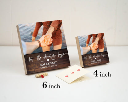 Personalized Engagement Frame Gift Box - Custom Photo Block 4" or 6" - Spa Gifts - Newly Engaged Gift for Couple - Engagement Gifts - Shiner Photo