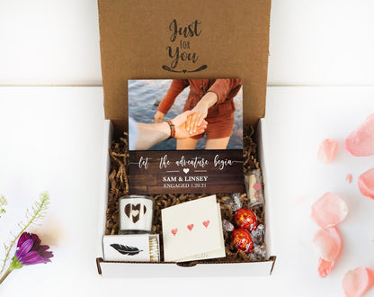 Personalized Engagement Frame Gift Box - Custom Photo Block 4" or 6" - Spa Gifts - Newly Engaged Gift for Couple - Engagement Gifts - Shiner Photo