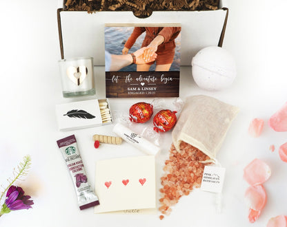 Personalized Engagement Frame Gift Box - Custom Photo Block 4" or 6" - Spa Gifts - Newly Engaged Gift for Couple - Engagement Gifts - Shiner Photo