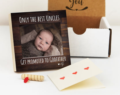 Personalized Godfather Frame Gift - Custom Photo Block 4" or 6" - Godfather Proposal Frame - Custom Godfather Gift Photo - Shiner Photo