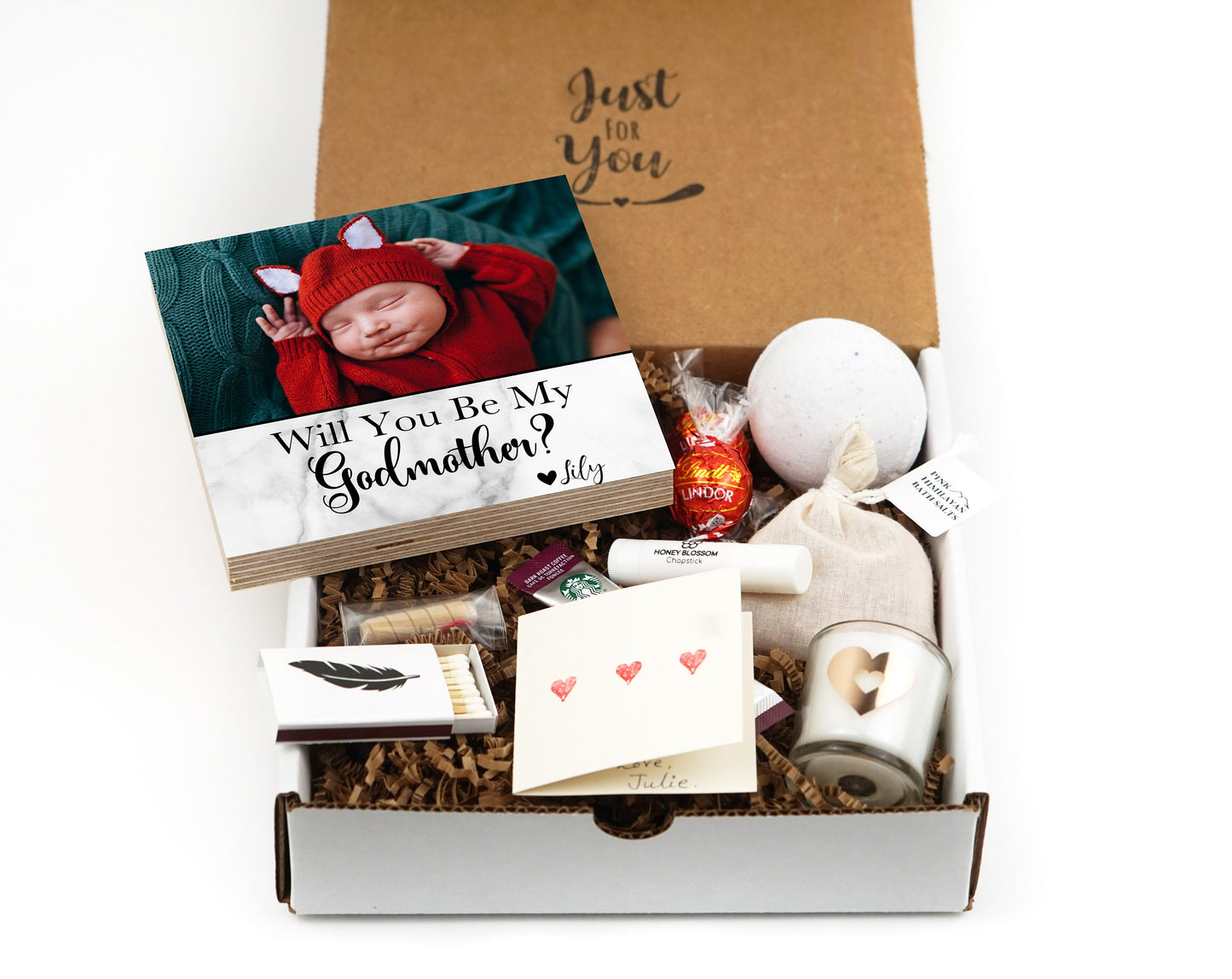 Personalized Godmother Proposal Box - Custom Photo Block 4" or 6" - Spa Gifts - Will You Be My Godmother Gift Box - Godmother Frame