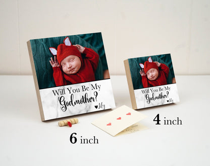 Personalized Godmother Proposal Box - Custom Photo Block 4" or 6" - Spa Gifts - Will You Be My Godmother Gift Box - Godmother Frame - Shiner Photo