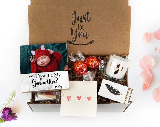 Personalized Godmother Proposal Box - Custom Photo Block 4" or 6" - Spa Gifts - Will You Be My Godmother Gift Box - Godmother Frame