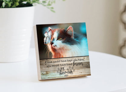 Personalized Cat Memorial Printed 4" or 6" - Wood Photo Block - Cat Memorial Frame - Cat Keepsake - Cat Sympathy Gift For Cat Loss Pet Loss