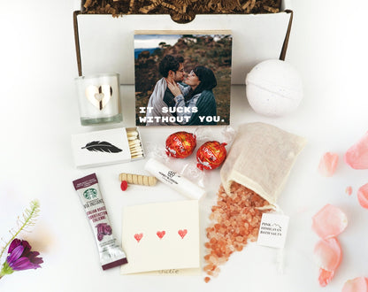 Valentine's Gift Box for Boyfriend Gift Box - Photo Block 4" or 6" - Valentine's Gift For Her - Heart Valentine Gifts - Gift For Her or Him - Shiner Photo