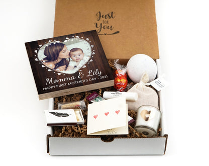 Personalized First Mother's Day Gift Box - Photo Frame 4" or 6" Gift Box - Mother's Day Frame - New Mom Gift Box - Gift for Mom - New Baby Gift - Shiner Photo