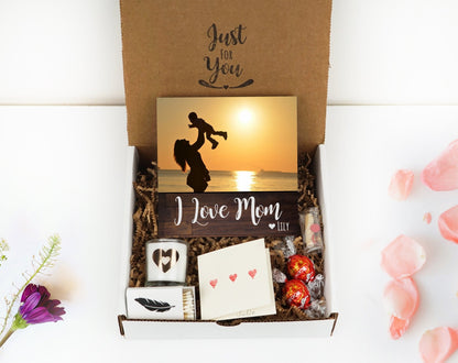 Personalized First Mother's Day Gift Box - I Love Mom - Photo Frame 4" or 6" Gift Box - Mother's Day Frame - Gift for Mom - New Baby Gift - Shiner Photo