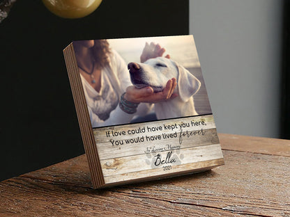 Pet Loss Gift, Dog Memorial Wood Photo Block - Shiner Photo