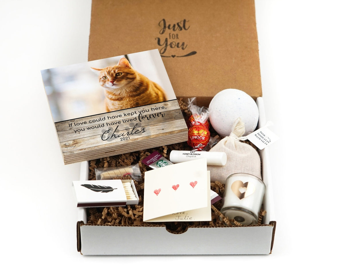 Cat Sympathy Gift Box with Memorial Photo Block - Shiner Photo