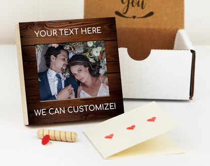 Personalized Gift For Him - 4" or 6" Photo Block w/ Handwritten Card - Custom Text - Gift for Dad Gift for Boyfriend Gift For Her - Shiner Photo