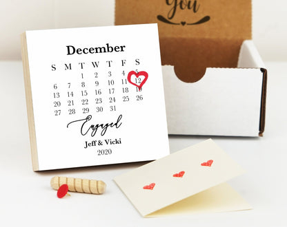 Personalized Engaged Calendar Frame 4" or 6" Custom Photo Block - Calendar Engagement Gift - Engagement Announcement - Wedding Date Momento - Shiner Photo