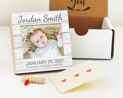 Personalized Baby Frame - 4" or 6" Photo Block - New Baby Gift - Gifts for Baby - Newborn Gifts - Baby Gifts - Personalized Baby Name Gift - Shiner Photo