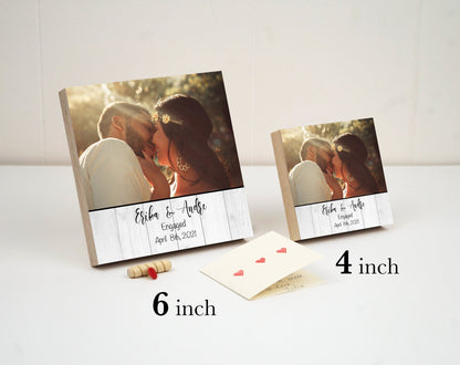 Personalized Engagement Photo 4" or 6" - Custom Engagement Photo Block, Wedding Photo Frame, Newly Engaged Gift for Couple - Engagement Frame - Shiner Photo