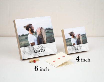 Personalized Engagement Frame Gift - Printed Photo Block 4" or 6" - Custom Engagement Gift For Couple - Newly Engaged Gift for Couple - Shiner Photo
