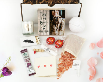 Personalized Best Dog Mom Gift Box - Dog Mama Frame 4" or 6" - Custom Dog Gift - Dog Lover Gift Box - Pet Dog Frame - Spa Gift Box - Shiner Photo