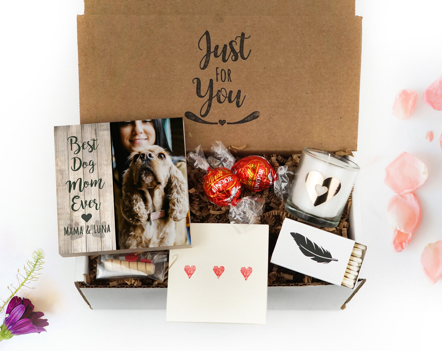 Personalized Best Dog Mom Gift Box - Dog Mama Frame 4" or 6" - Custom Dog Gift - Dog Lover Gift Box - Pet Dog Frame - Spa Gift Box