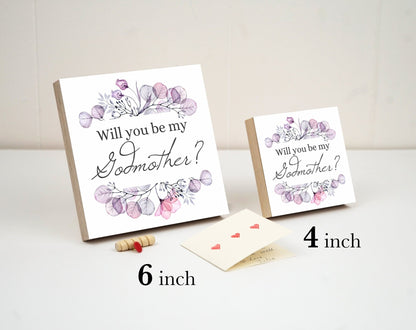 Personalized Godmother Proposal Box - Custom Photo Block 4" or 6" - Spa Gifts - Will You Be My Godmother Gift Box - Shiner Photo
