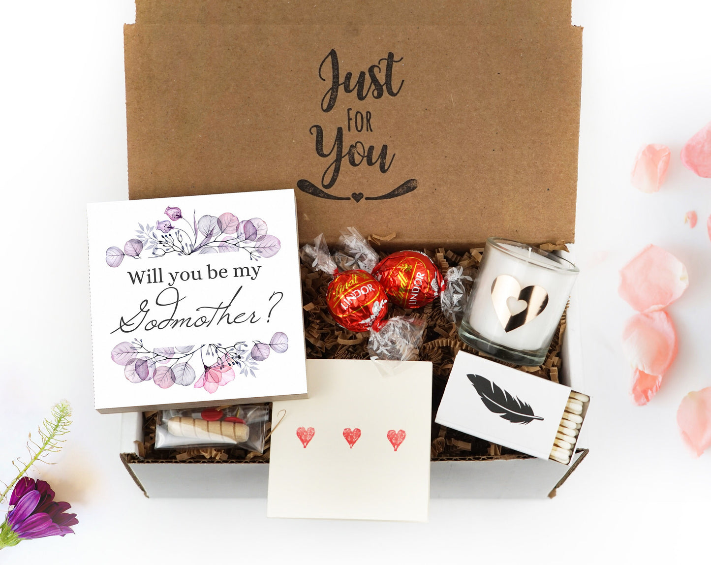 Personalized Godmother Proposal Box - Custom Photo Block 4" or 6" - Spa Gifts - Will You Be My Godmother Gift Box
