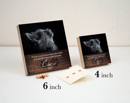 Custom Cat Memorial Photo Block with Photo, Name & Dates - Shiner Photo