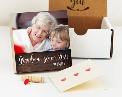 Mother's Day Gift for Grandma- 4" or 6" Personalized Photo Block - Grandma Gift - Personalized Mother's Day Gift Frame - Grandma Since 2021ShinerDecor