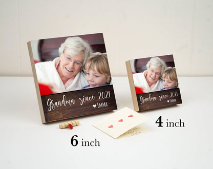 Mother's Day Gift for Grandma- 4" or 6" Personalized Photo Block - Grandma Gift - Personalized Mother's Day Gift Frame - Grandma Since 2021ShinerDecor