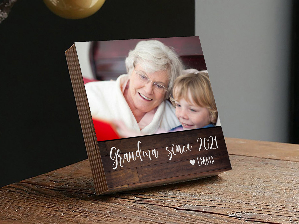 Mother's Day Gift for Grandma- 4" or 6" Personalized Photo Block - Grandma Gift - Personalized Mother's Day Gift Frame - Grandma Since 2021ShinerDecor