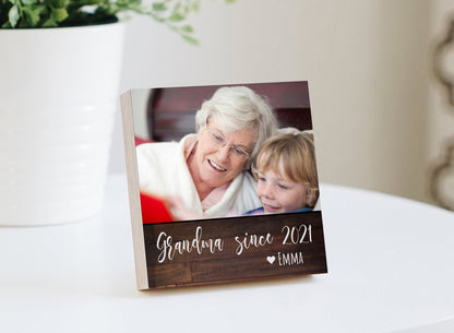 Mother's Day Gift for Grandma- 4" or 6" Personalized Photo Block - Grandma Gift - Personalized Mother's Day Gift Frame - Grandma Since 2021