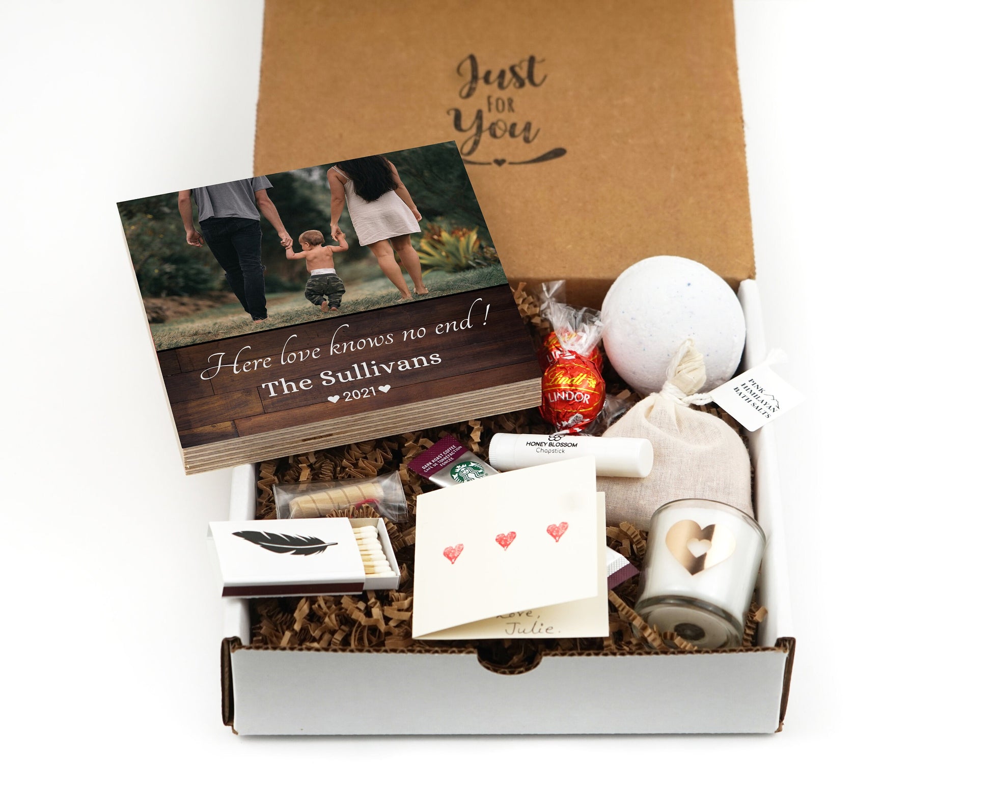 Personalized Family Photo Gift Box - "Here Love knows No End