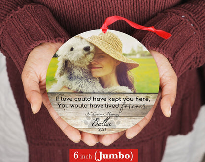 Pet Sympathy Photo Ornament, Dog Memorial Keepsake - Shiner Photo