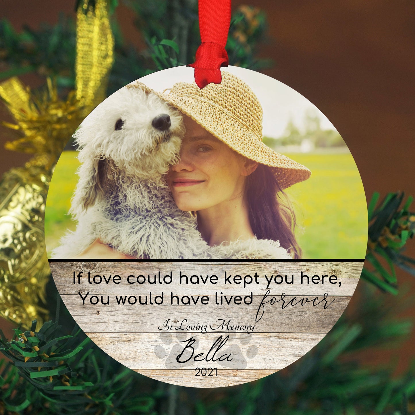 Personalized Pet Sympathy Gift - Christmas Photo Ornament - 4&quot; or 6 (JUMBO)&quot; - Personalized Christmas Ornament - Dog Memorial Photo