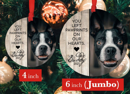 Personalized Pet Sympathy Christmas Ornament, Memorial Photo - Shiner Photo
