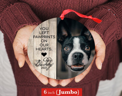Personalized Pet Sympathy Christmas Ornament, Memorial Photo - Shiner Photo
