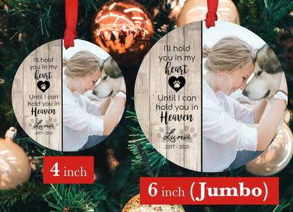 Dog Memorial Christmas Ornament, Personalized Sympathy Gift - Shiner Photo