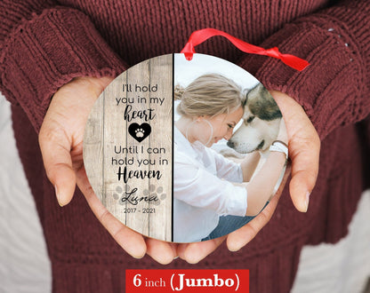 Dog Memorial Christmas Ornament, Personalized Sympathy Gift - Shiner Photo