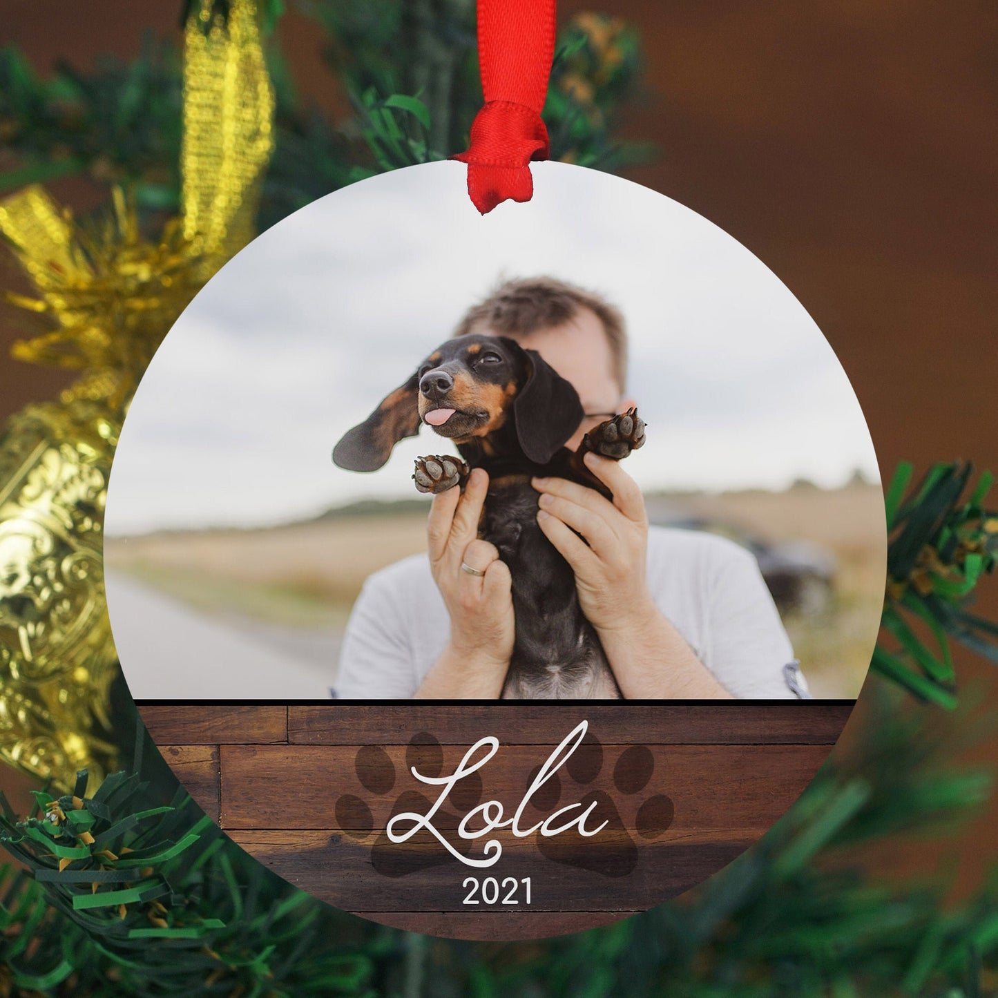 Personalized Pet Sympathy Gift - Christmas Photo Ornament - 4&quot; or 6 (JUMBO)&quot; - Personalized Christmas Ornament - Dog Memorial Photo