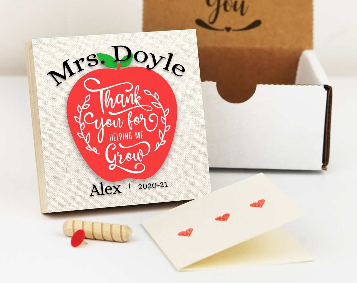 Personalized Teacher Appreciation Gift - 4" or 6" Photo Block w/ Handwritten Card - Thank You Gift - Teacher Desk Frame - Teachers Day GiftShinerDecor