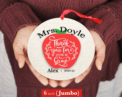 Personalized Teacher Appreciation Gift - 4" or 6" Ornament w/ Handwritten Card - Teacher Door Sign - Teachers Day Gift - Shiner Photo