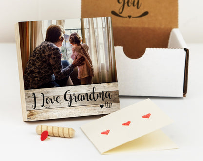 Mother's Day Gift for Grandma - 4" or 6" Personalized Photo Block - Grandma Gift - Personalized Mother's Day Gift Frame - Granny Photo Gift - Shiner Photo