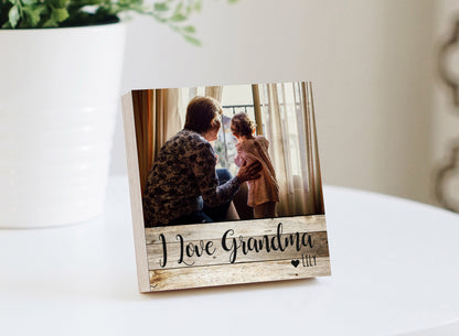 Mother's Day Gift for Grandma- 4" or 6" Personalized Photo Block - Grandma Gift - Personalized Mother's Day Gift Frame - Granny Photo Gift