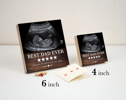 Personalized Ultrasound Frame - Best Dad Ever Gift - 4" or 6" Photo Block w/ Handwritten Card - Fathers Day Gift from Daughter or SonShinerDecor