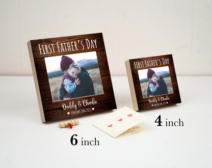 Personalized First Father's Day Gift Frame - 4" or 6" Photo Block w/ Handwritten Card - Fathers Day Gift from Daughter or SonShinerDecor