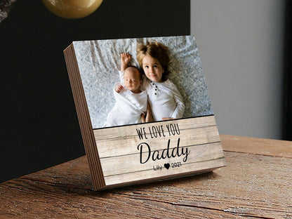 Personalized Father's Day Gift Frame - 4" or 6" Photo Block w/ Handwritten Card - Fathers Day Gift from Daughter or Son - Shiner Photo