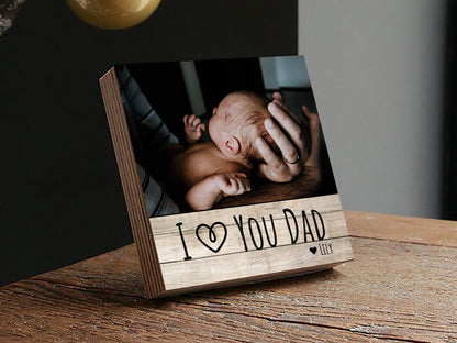Personalized Father's Day Gift Frame - I Love You Daddy - 4" or 6" Photo Block w/ Handwritten Card - Fathers Day Gift from Daughter or SonShinerDecor
