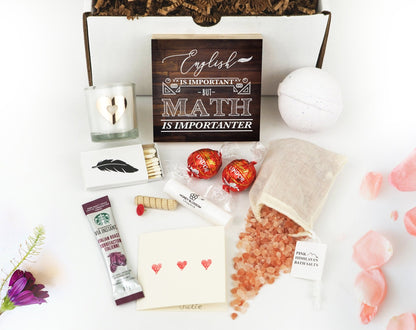 Math Teacher Gift Box - 4" or 6" Photo Block w/ Handwritten Card - Teacher Thank You Gift - Teacher Desk Frame - Funny Math - Shiner Photo