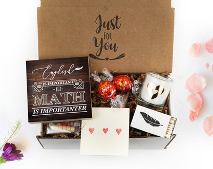 Math Teacher Gift Box - 4" or 6" Photo Block w/ Handwritten Card - Teacher Thank You Gift - Teacher Desk Frame - Funny Math - Shiner Photo